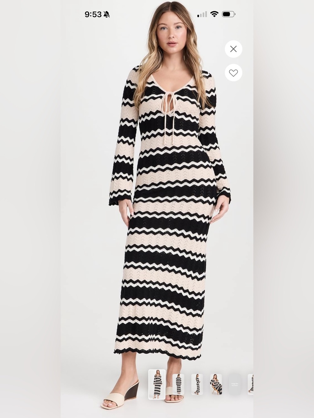 Seven Wonders Sofia Striped Knit Maxi Dress - Black & Cream (S)
